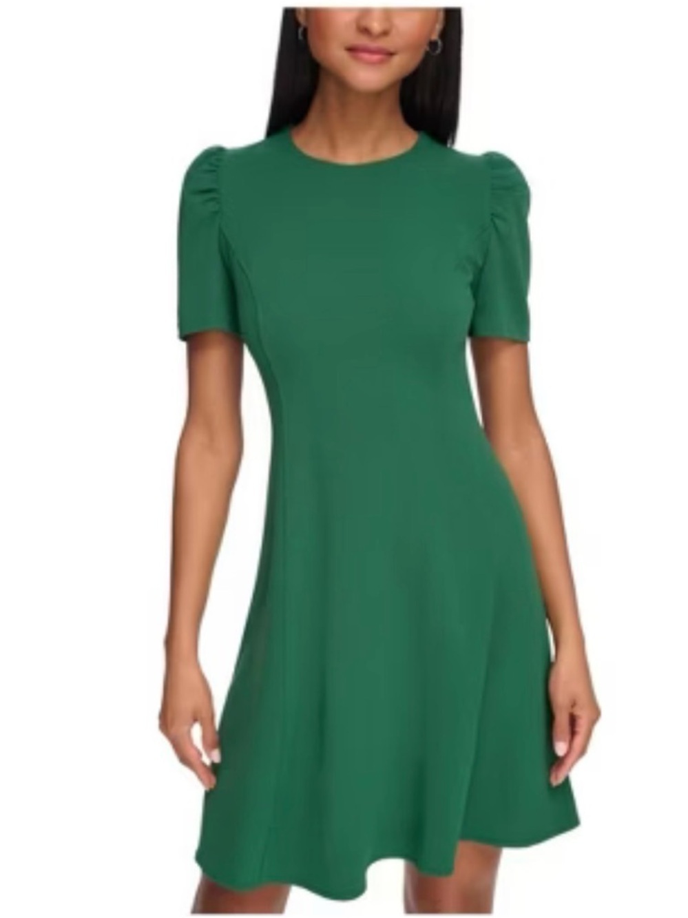 Karl Lagerfeld Princess Seam Formal Mini Green Sheath Dress Puff Sleeves: 6
